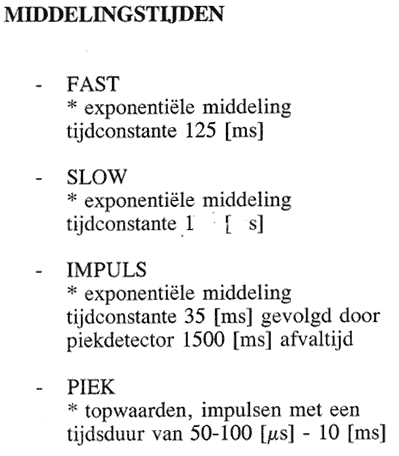 Middelingstijden geluidniveaus