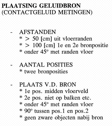 Plaatsing geluidbron contactgeluid metingen